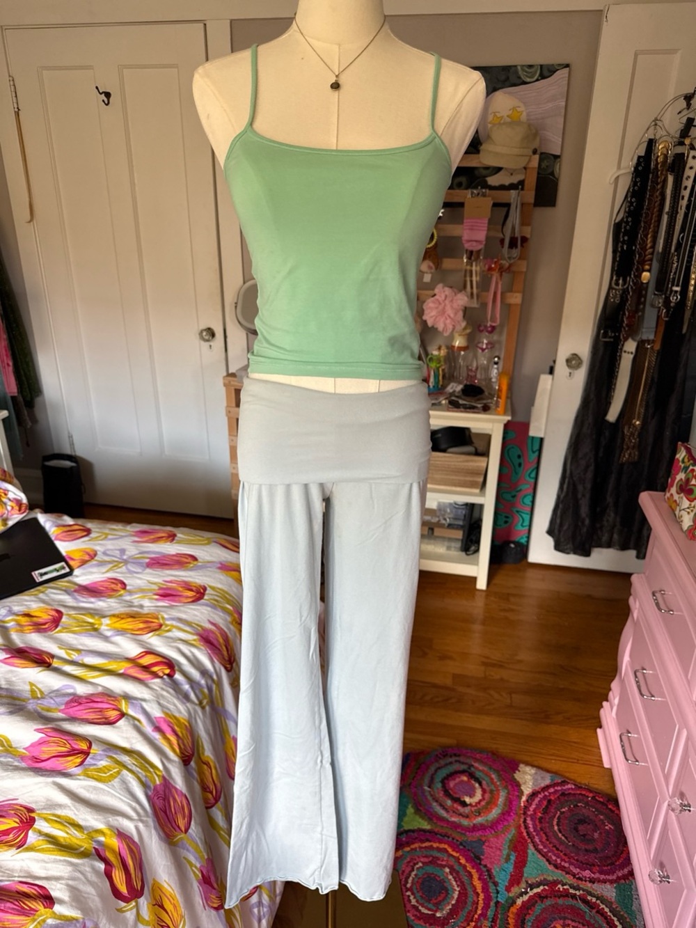 Skims light blue fold overs pants